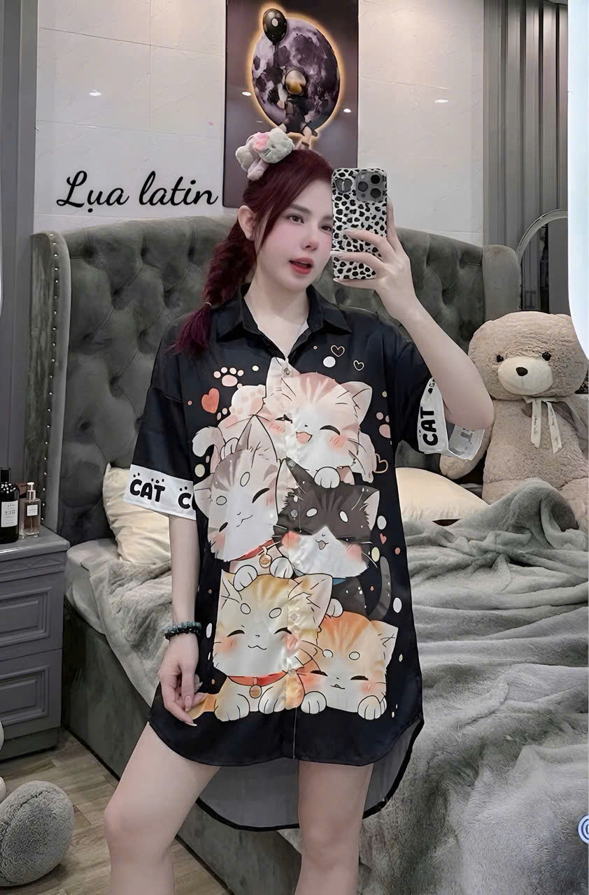 12 mẫu Đầm sơ mi lụa latin