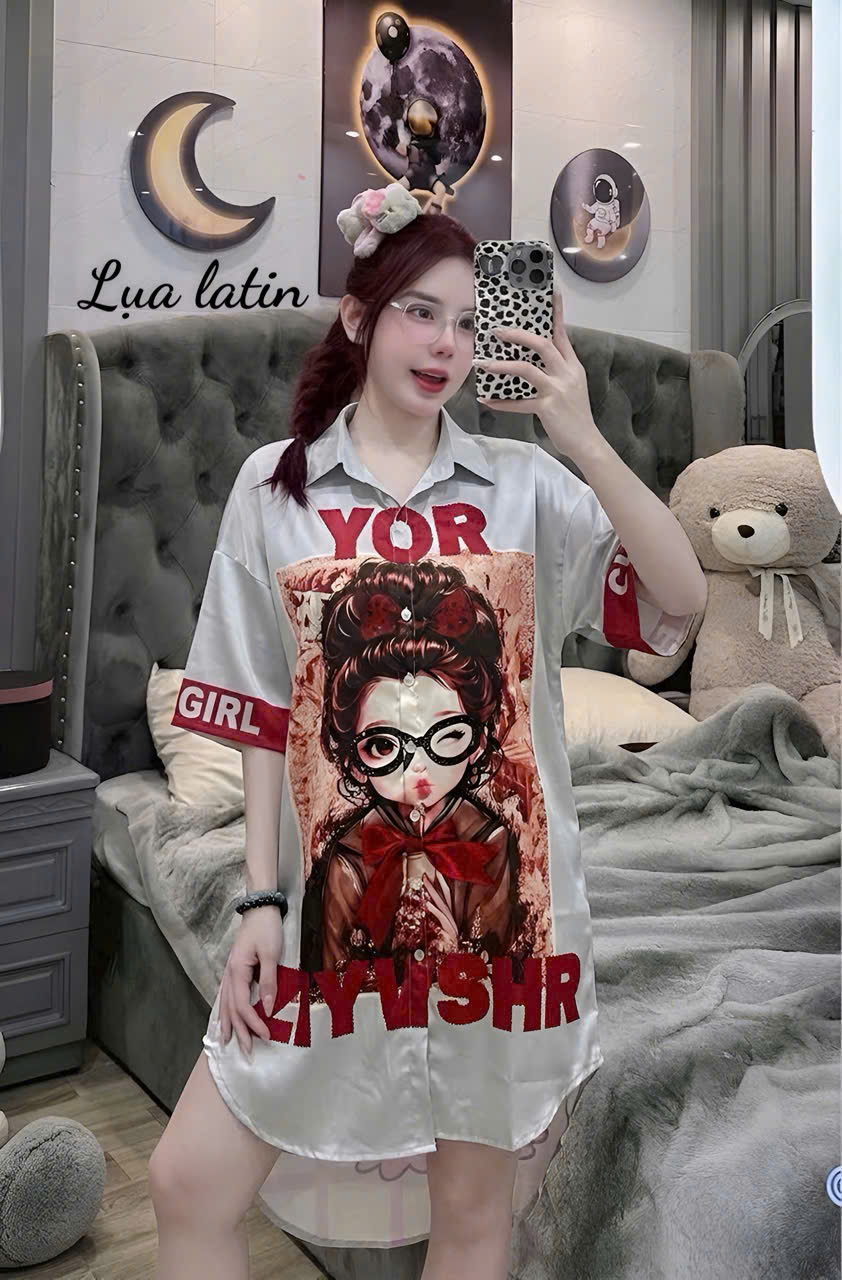 12 mẫu Đầm sơ mi lụa latin