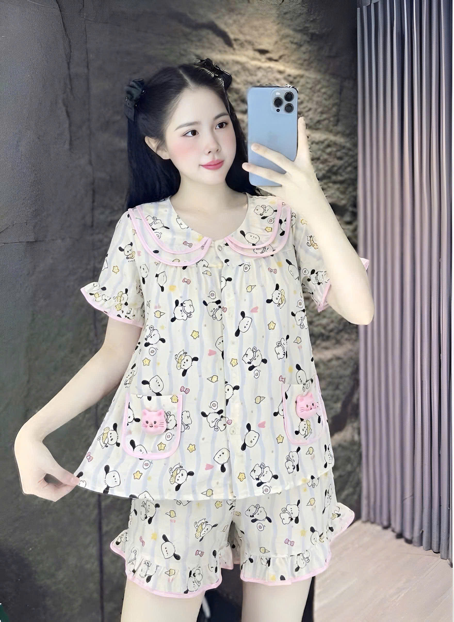 đùi lụa đũi mềm gắn gấu