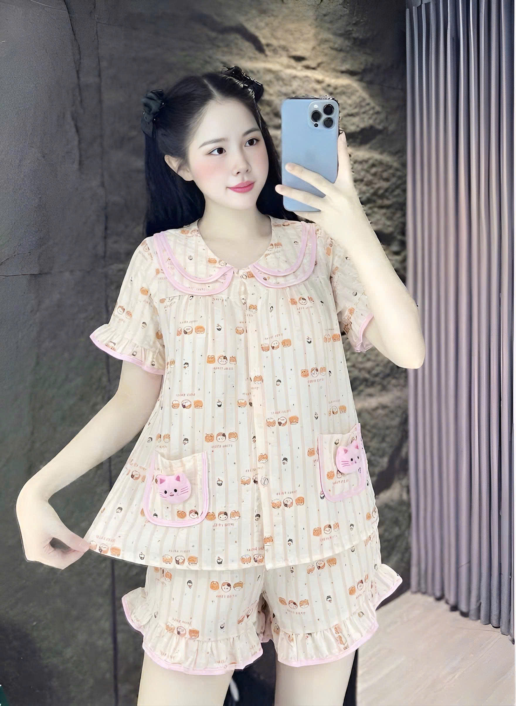 đùi lụa đũi mềm gắn gấu