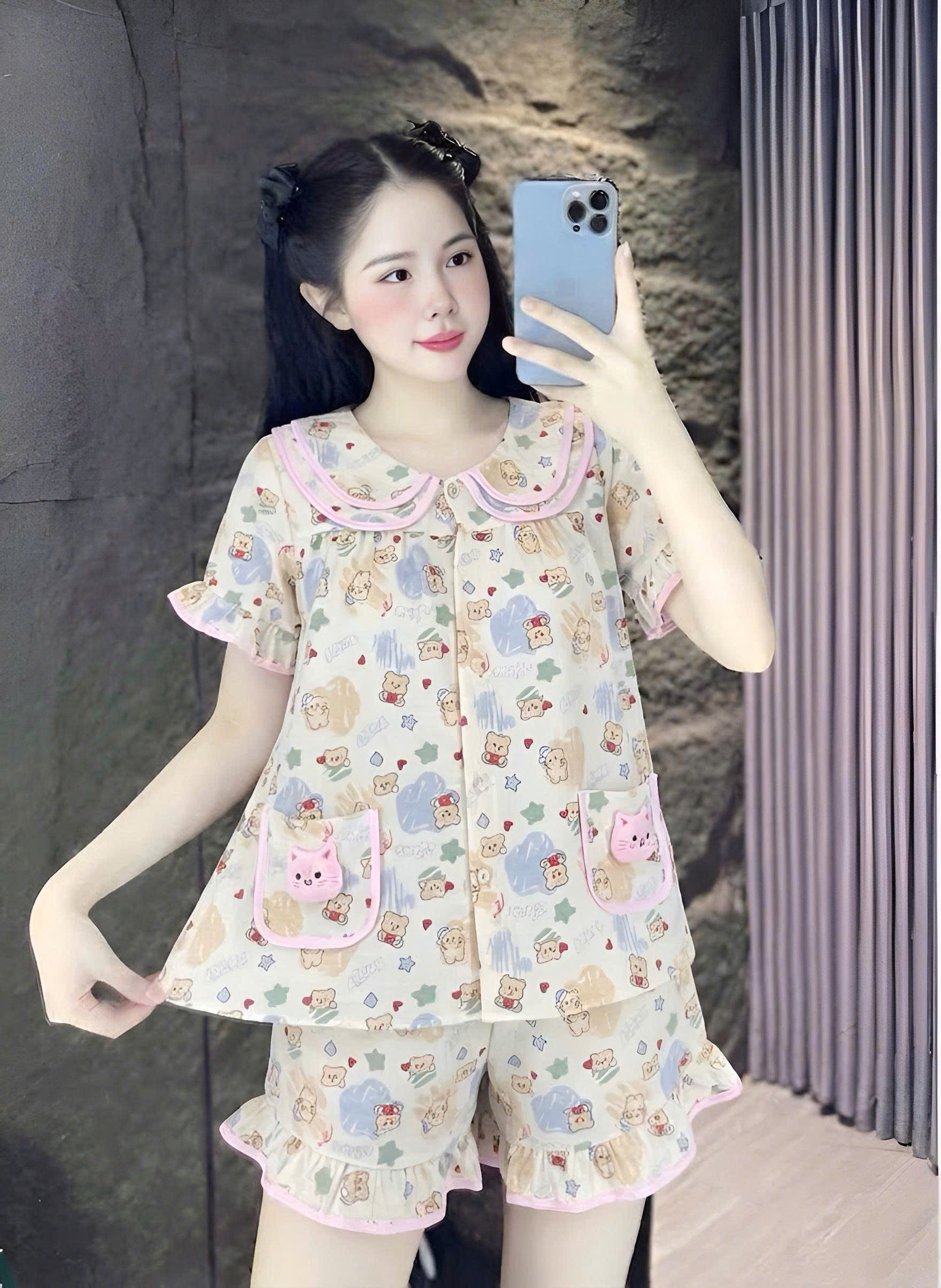 đùi lụa đũi mềm gắn gấu