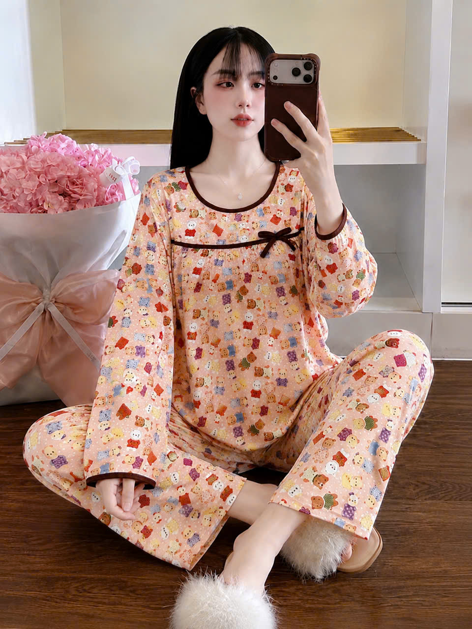 tay dài tole phối nơ dể thương
