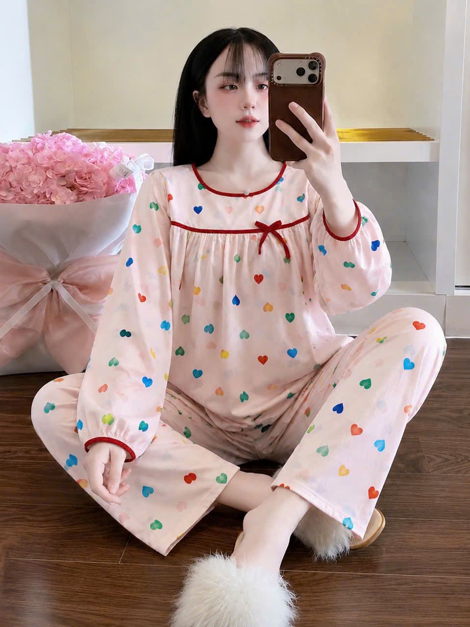 tay dài tole phối nơ dể thương