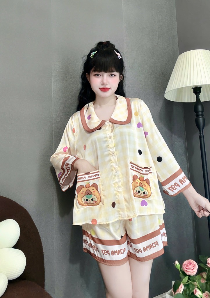 Đồ bộ đùi cổ sen tay lững lụa latin cao cấp