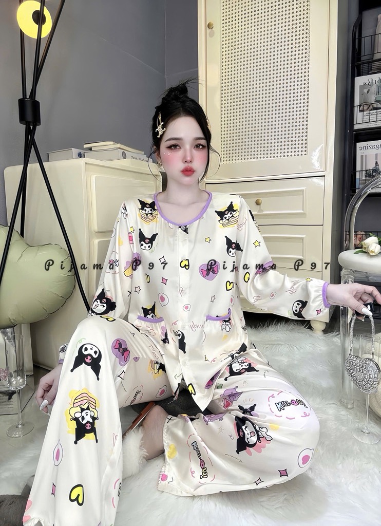 Đồ bộ tay dài cổ tròn lụa latin