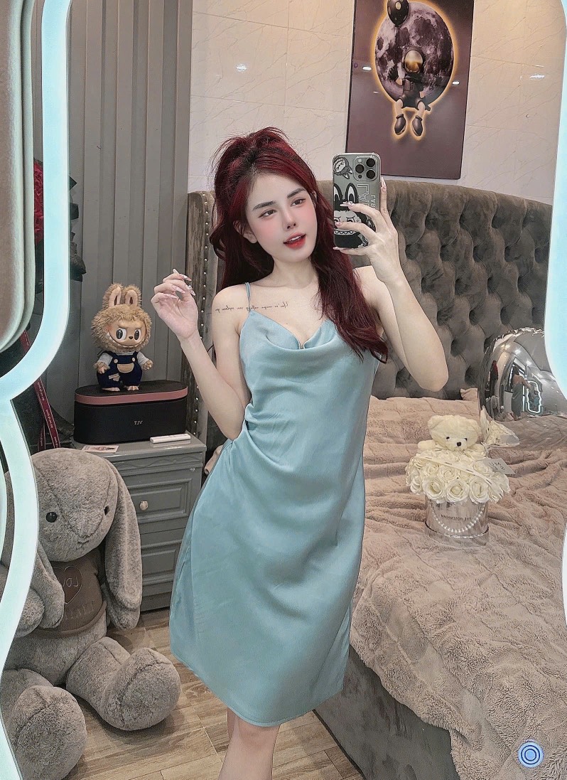 Đầm 2 dây lụa latin