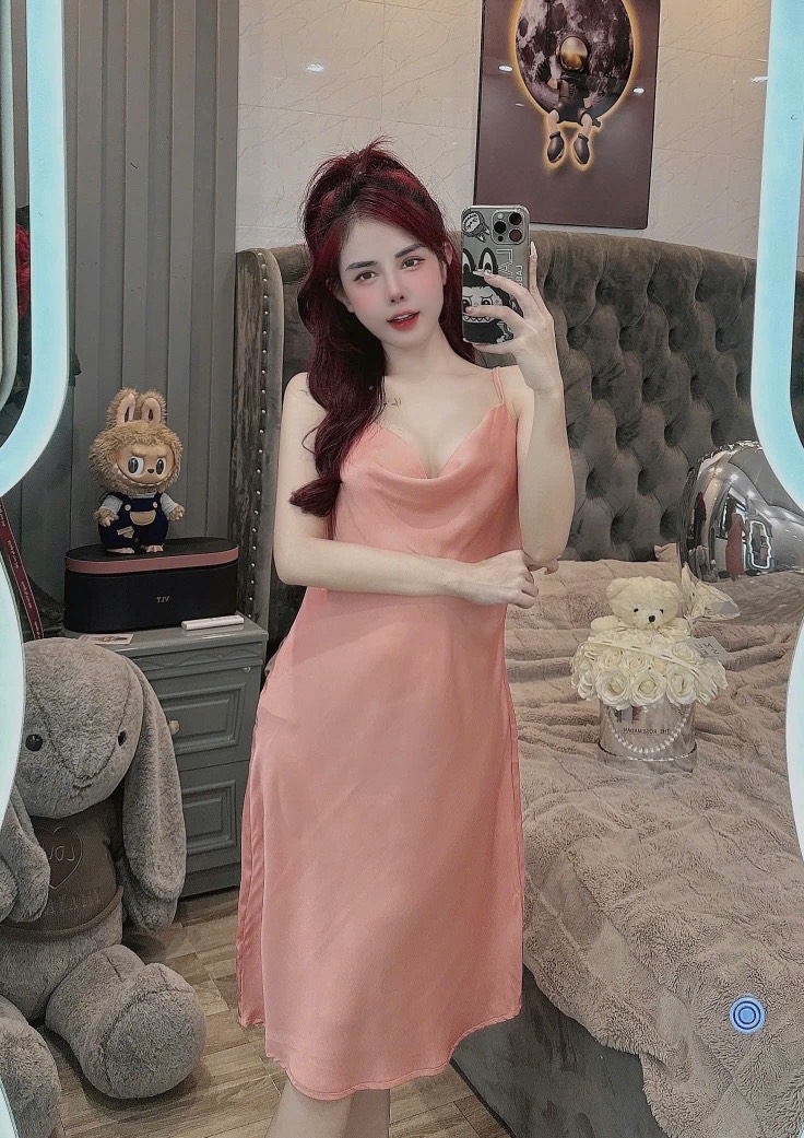 Đầm 2 dây lụa latin