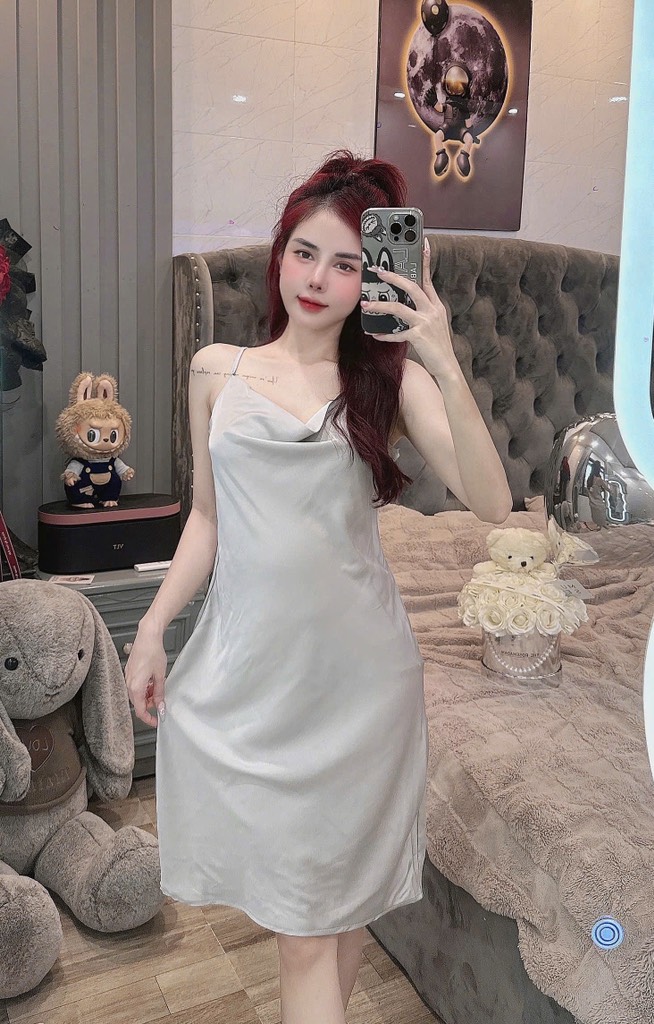 Đầm 2 dây lụa latin