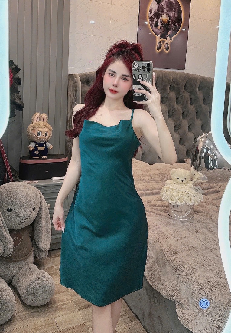 Đầm 2 dây lụa latin