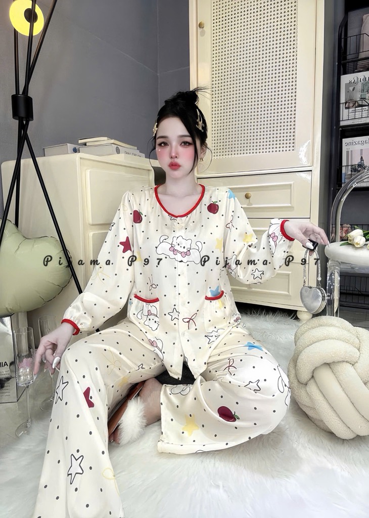 Đồ bộ tay dài cổ tròn lụa latin