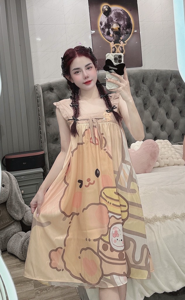 Đầm cánh tiên lụa xước mềm mịn