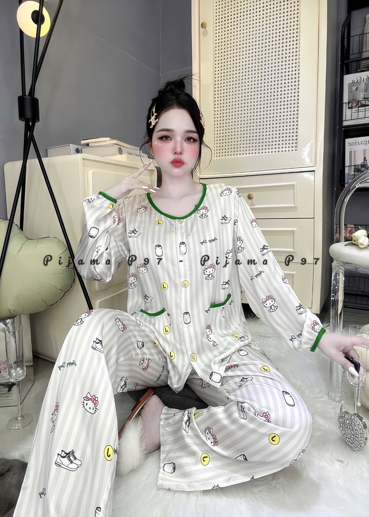 Đồ bộ tay dài cổ tròn lụa latin