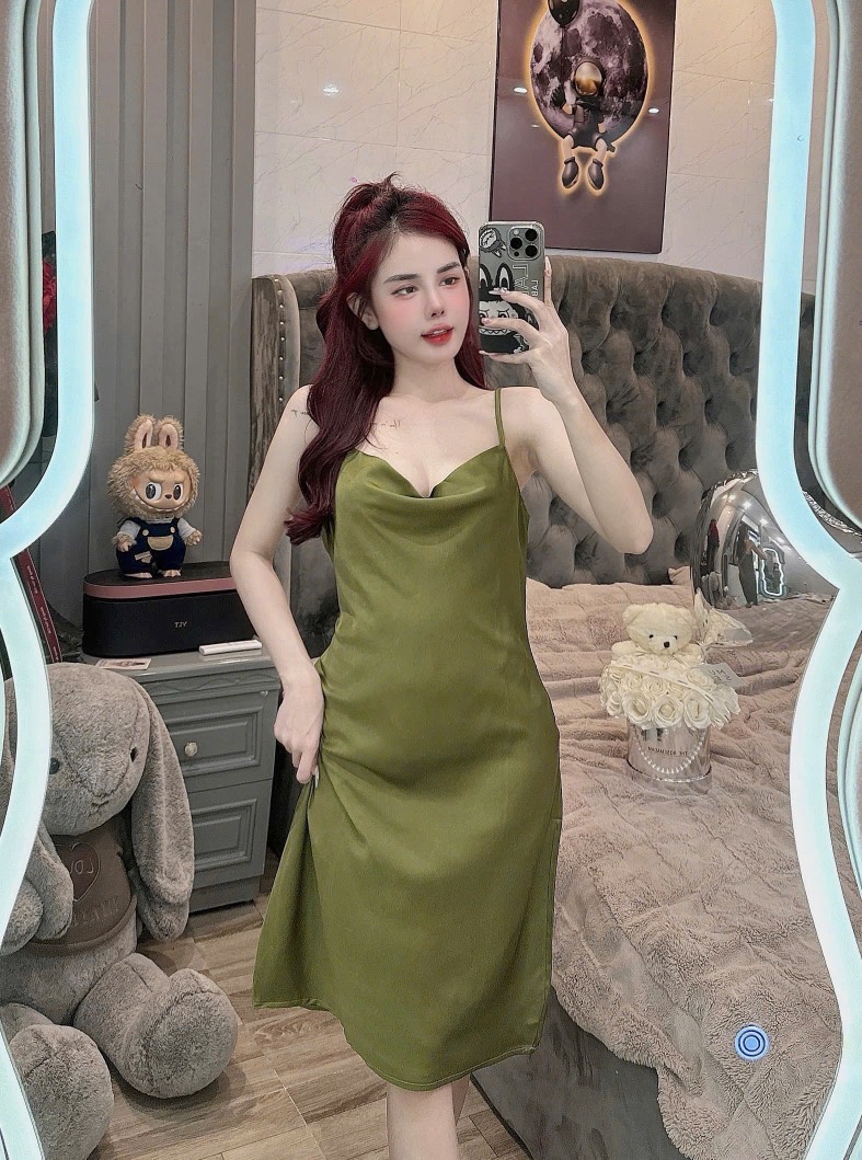 Đầm 2 dây lụa latin