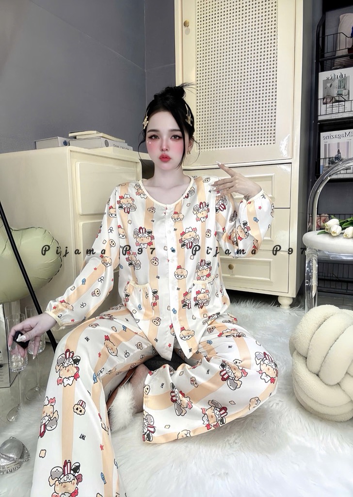 Đồ bộ tay dài cổ tròn lụa latin
