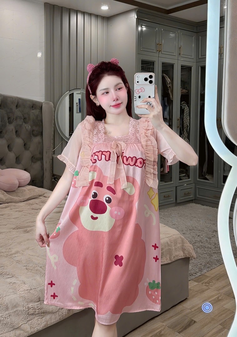 ĐẦM CỔ VUÔNG PHỐI REN LỤA XƯỚC