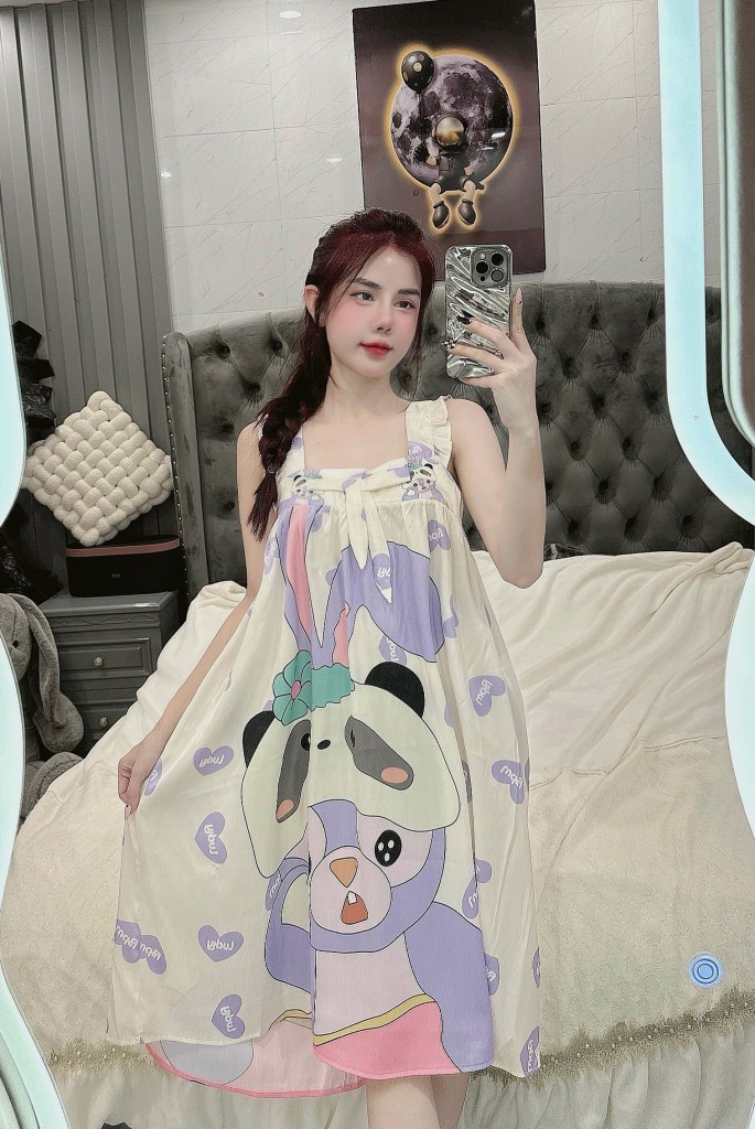 Đầm cánh tiên lụa xước mềm mịn