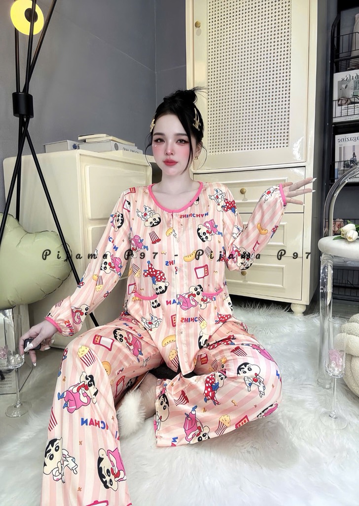 Đồ bộ tay dài cổ tròn lụa latin