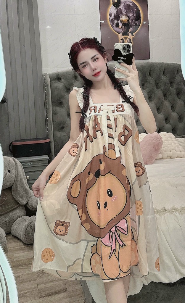 Đầm cánh tiên lụa xước mềm mịn