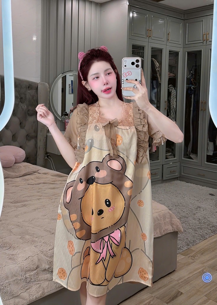 ĐẦM CỔ VUÔNG PHỐI REN LỤA XƯỚC