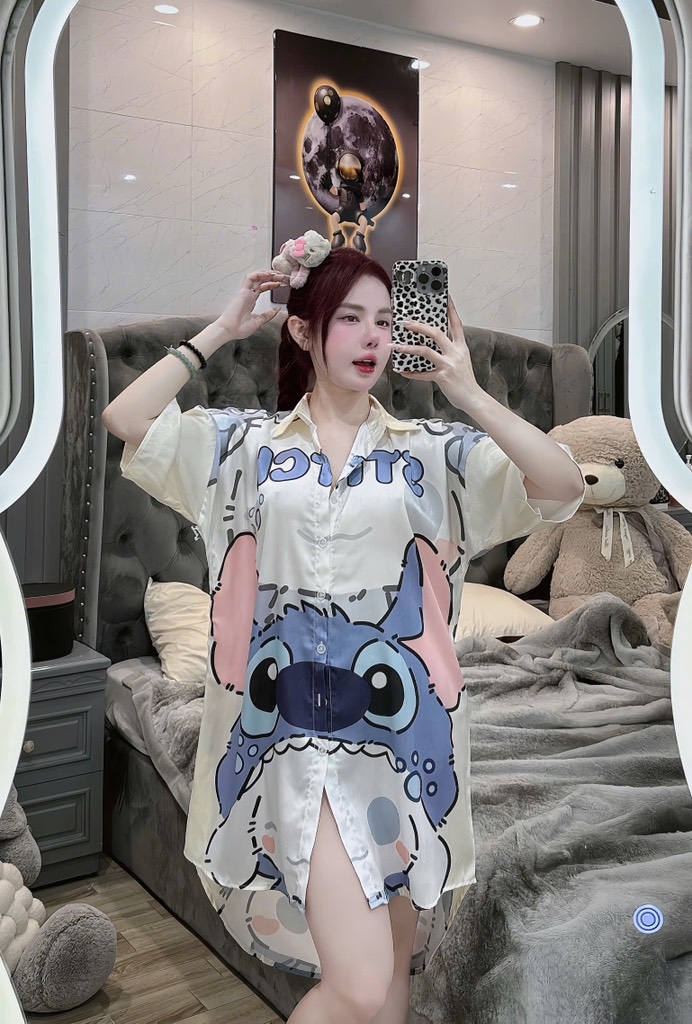 Đầm sơ mi lụa xước