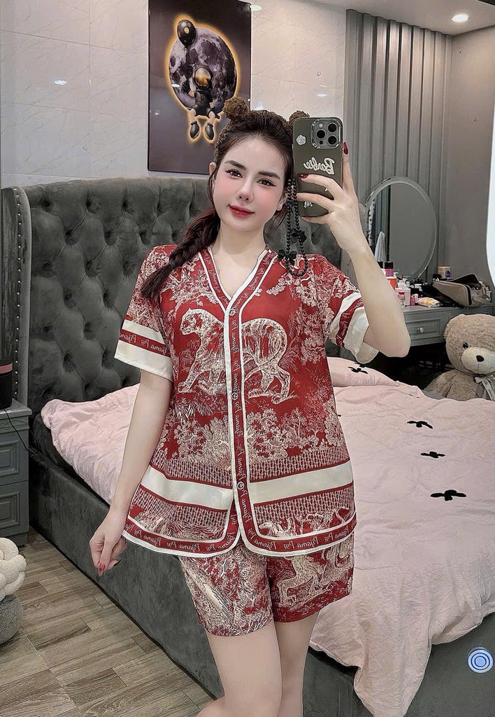 Đồ bộ đùi cổ v lụa latin cao cấp