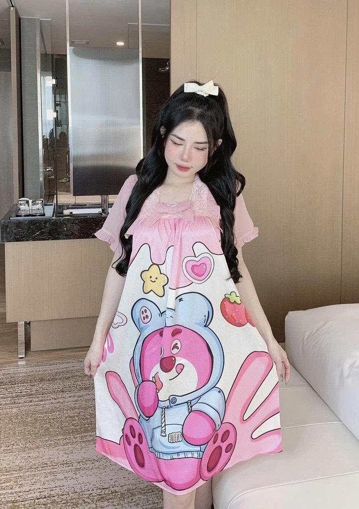 ĐẦM CỔ VUÔNG PHỐI REN LỤA XƯỚC