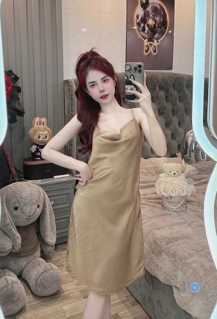 Đầm 2 dây lụa latin