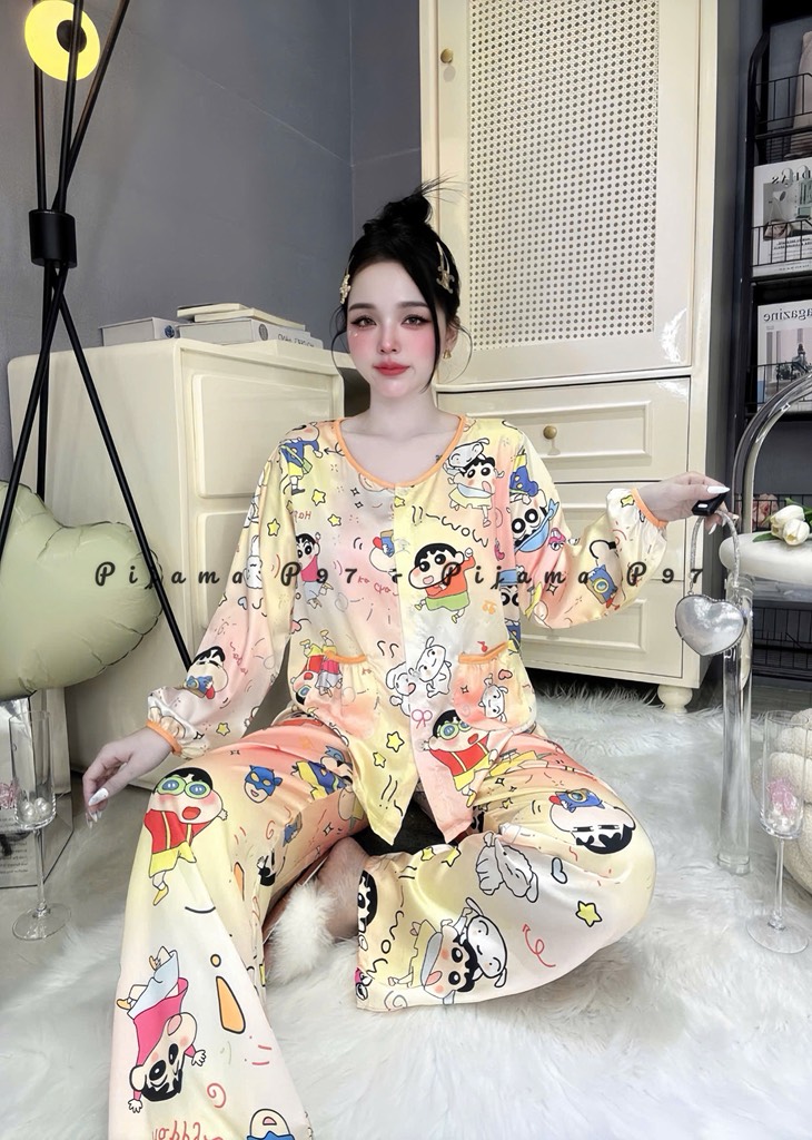 Đồ bộ tay dài cổ tròn lụa latin