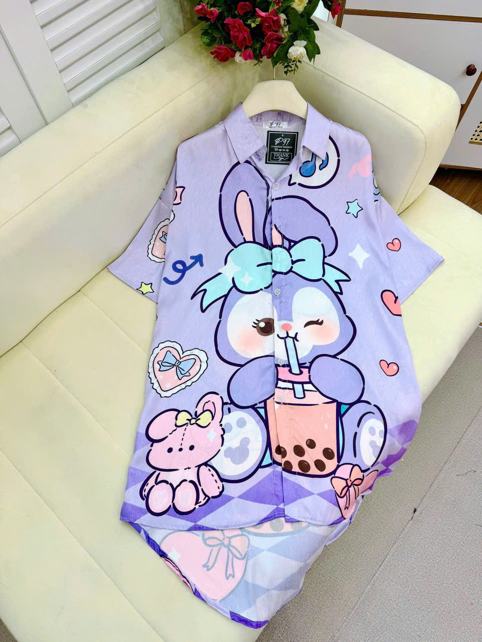 Đầm sơ mi lụa xước