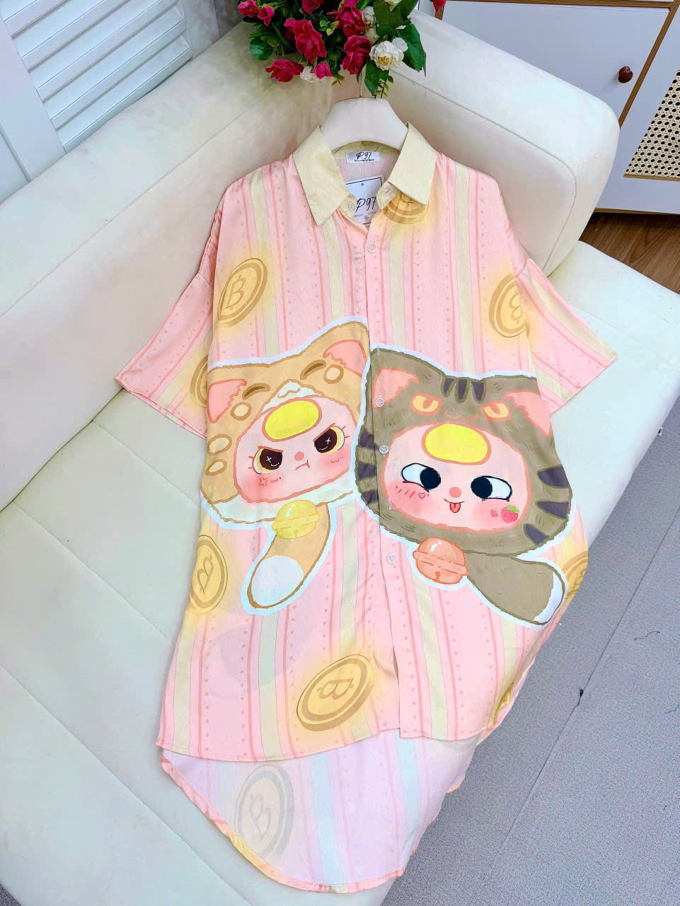 Đầm sơ mi lụa xước