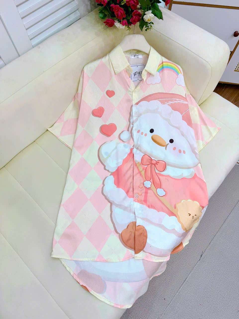 Đầm sơ mi lụa xước