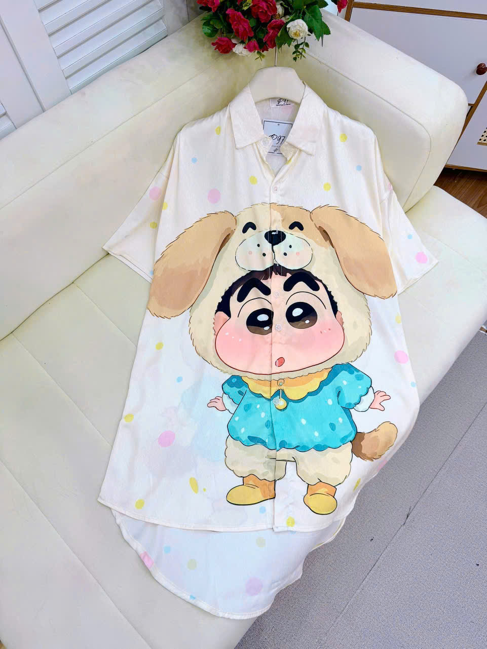 Đầm sơ mi lụa xước