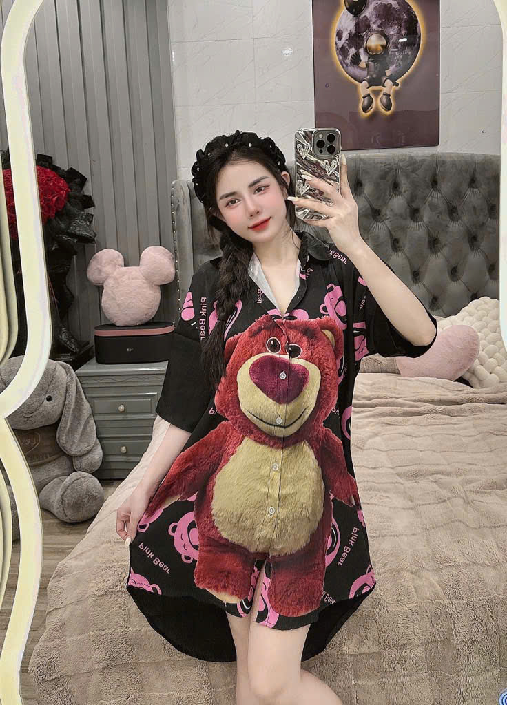 Đầm sơ mi lụa xước mềm mịn
