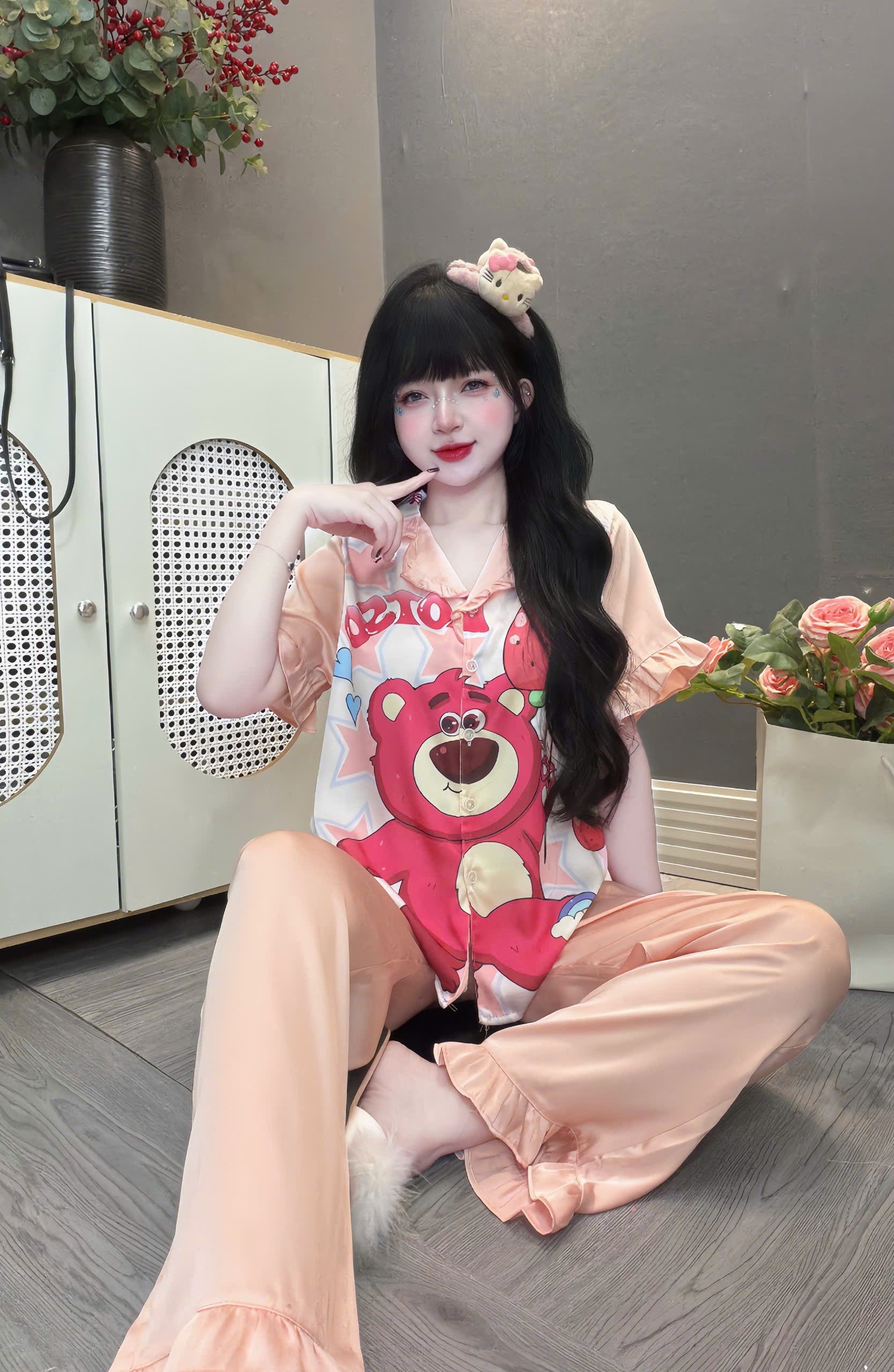 Đồ bộ tay ngắn lụa latin size dưới 60kg