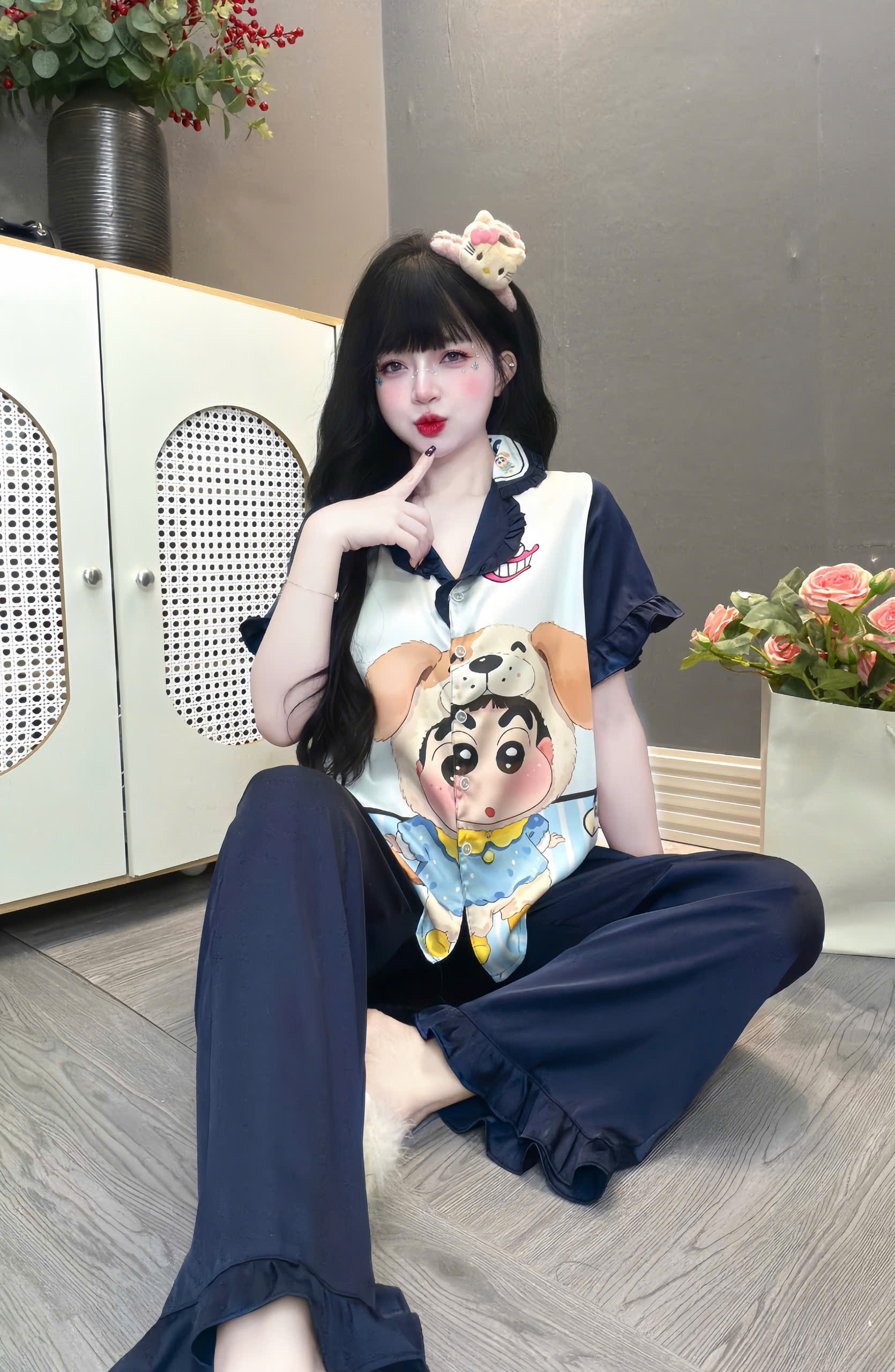 Đồ bộ tay ngắn lụa latin size dưới 60kg