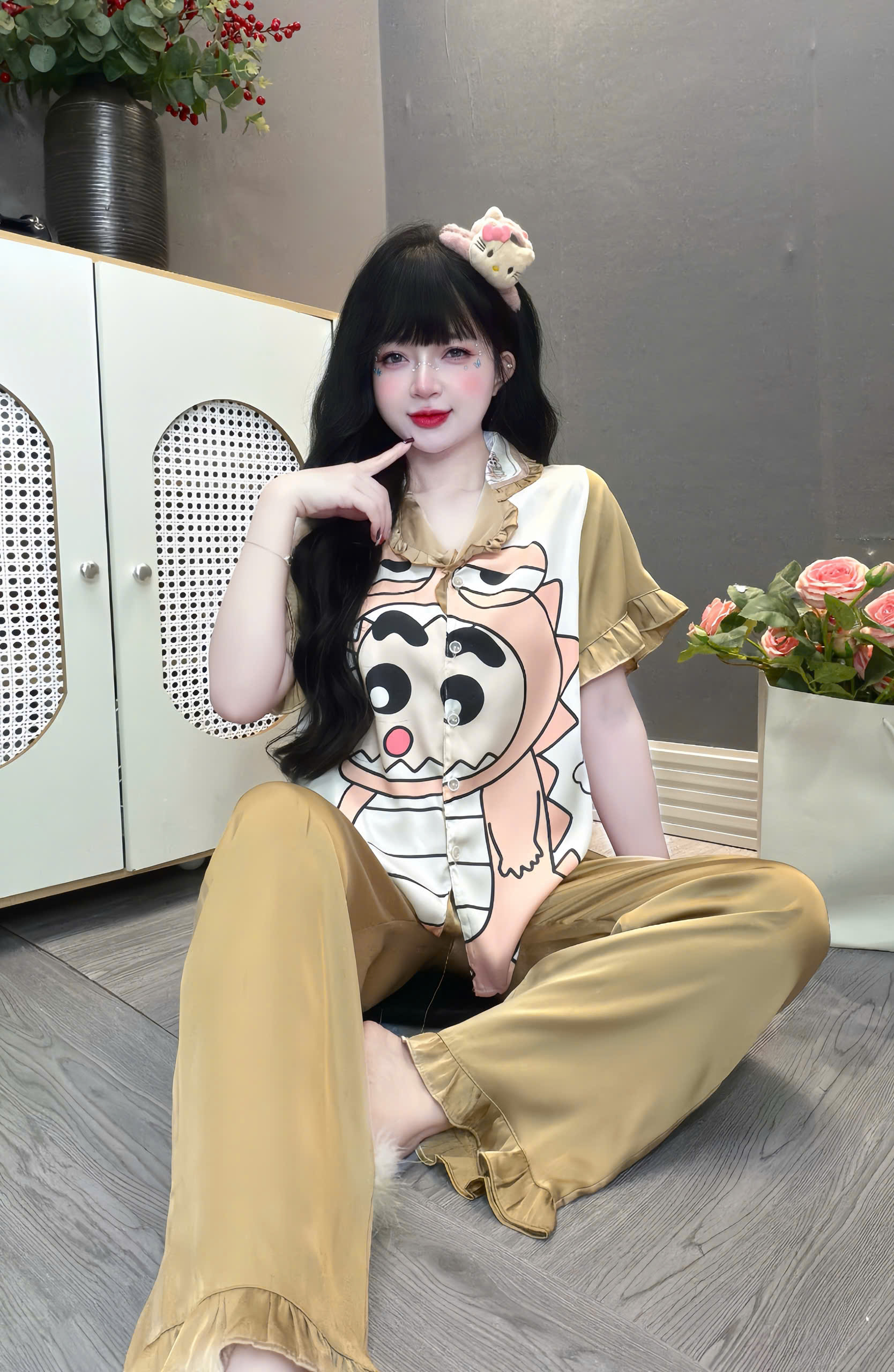 Đồ bộ tay ngắn lụa latin size dưới 60kg