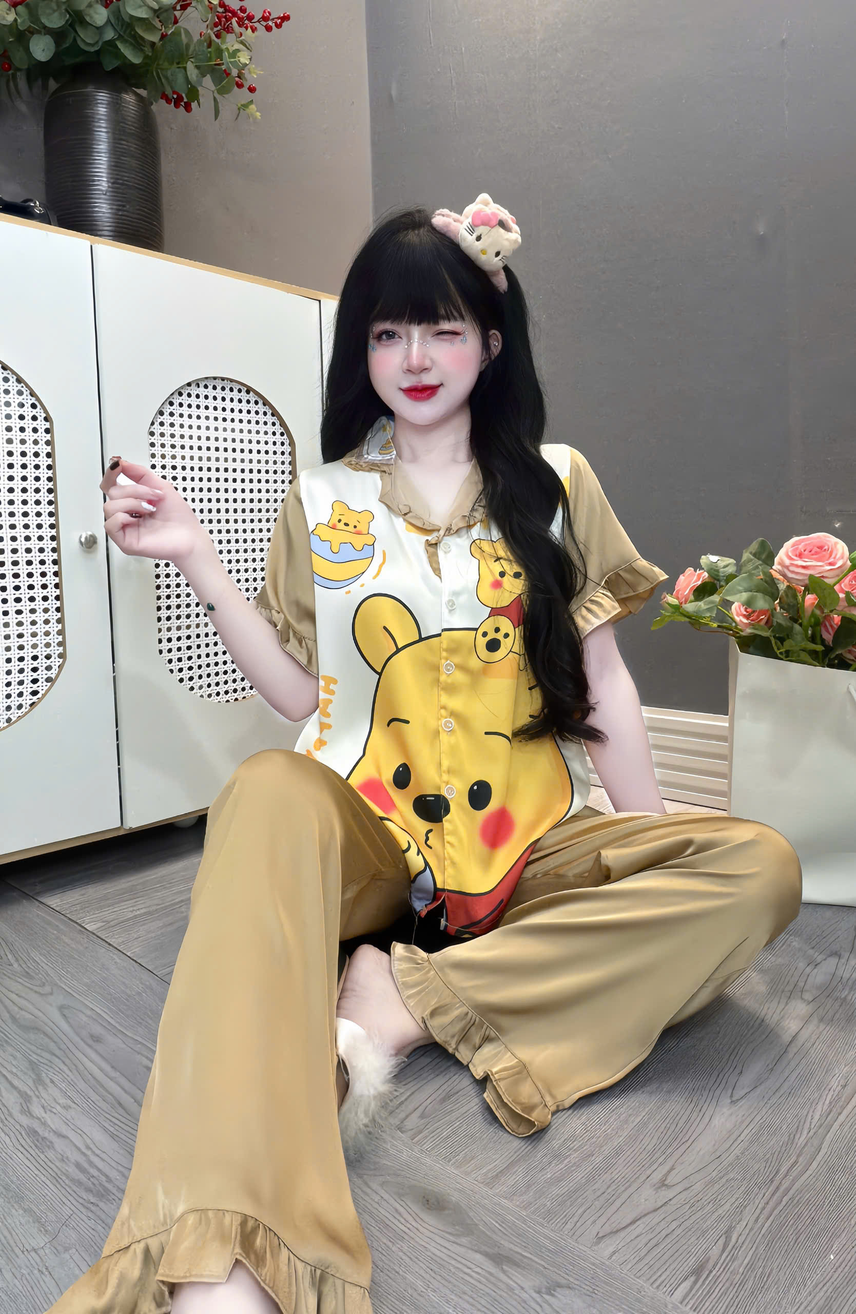 Đồ bộ tay ngắn lụa latin size dưới 60kg