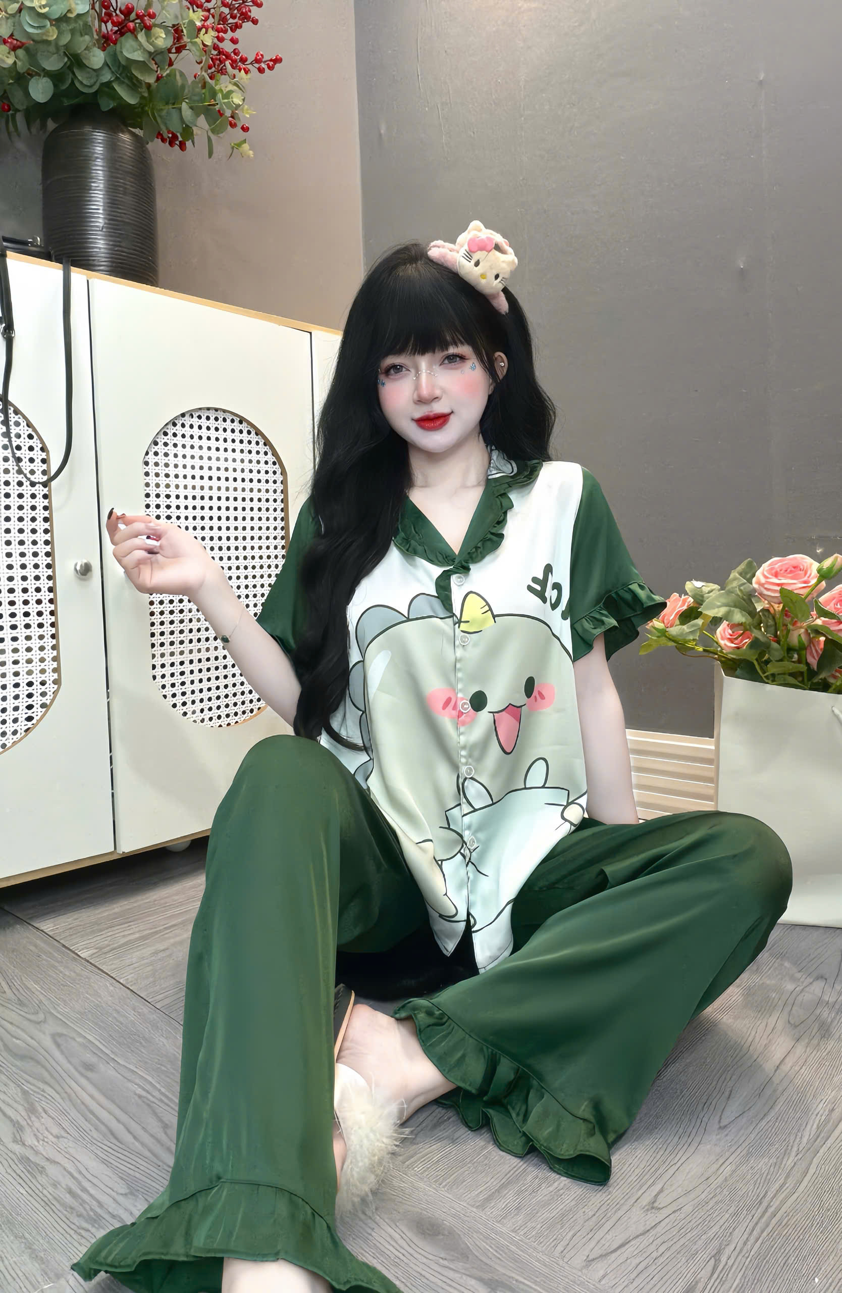 Đồ bộ tay ngắn lụa latin size dưới 60kg