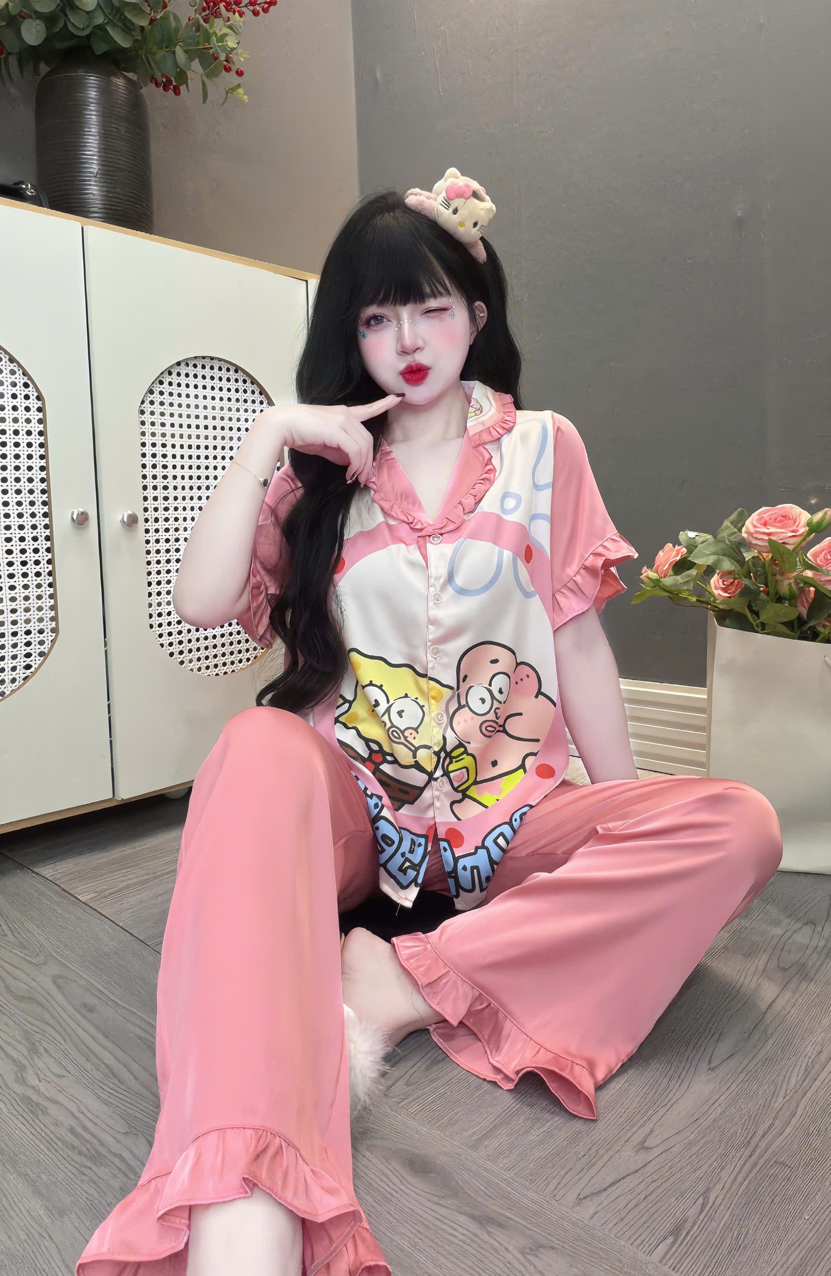 Đồ bộ tay ngắn lụa latin size dưới 60kg
