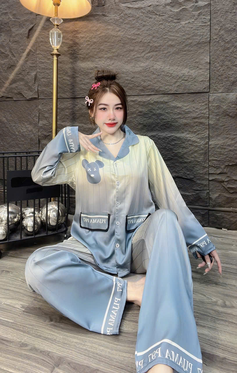Đồ bộ tay dài túi nấp lụa latin