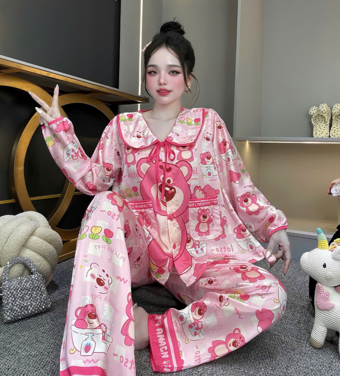 Đồ bộ tay dài lụa latin