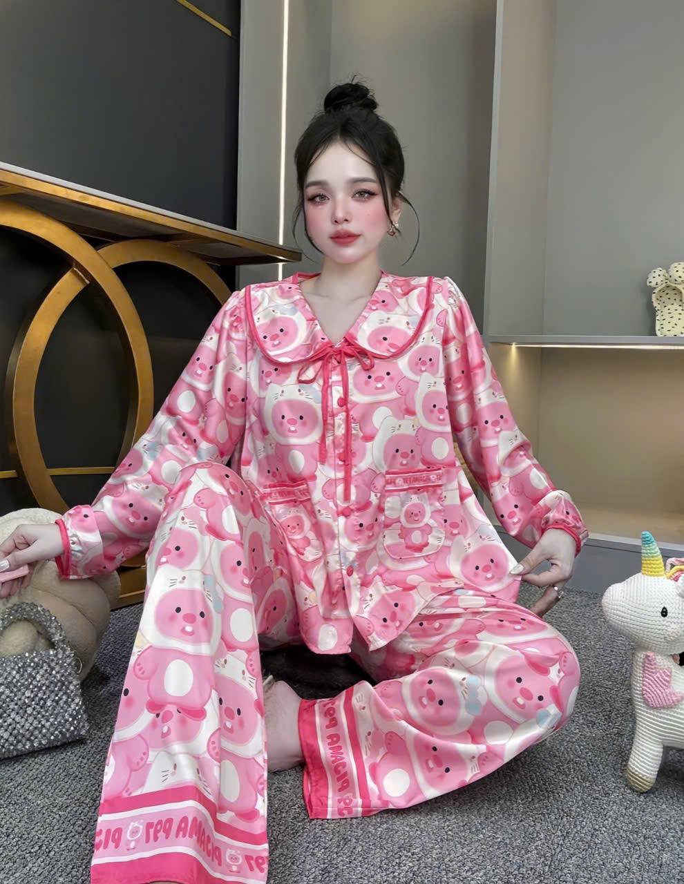 Đồ bộ tay dài lụa latin