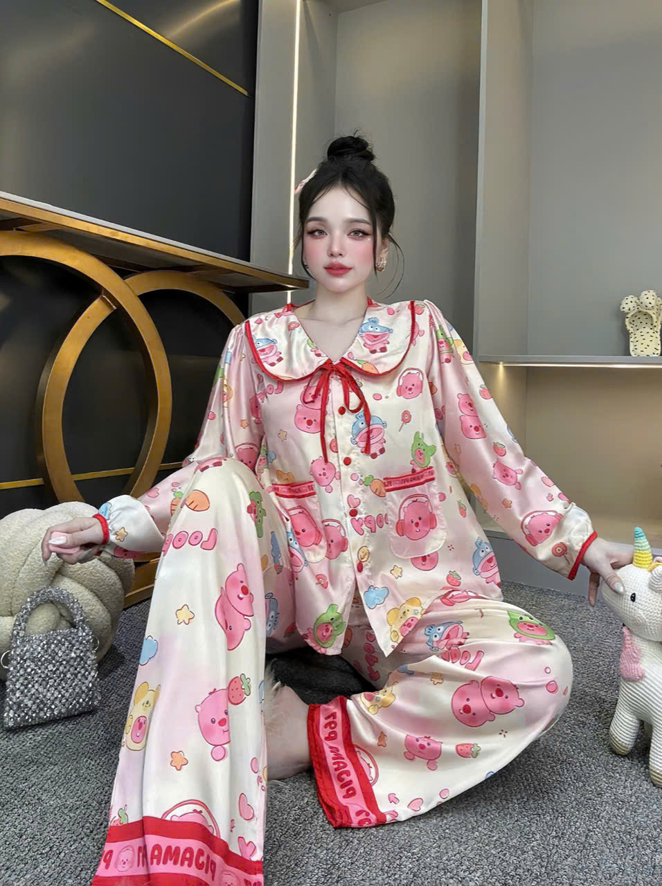 Đồ bộ tay dài lụa latin