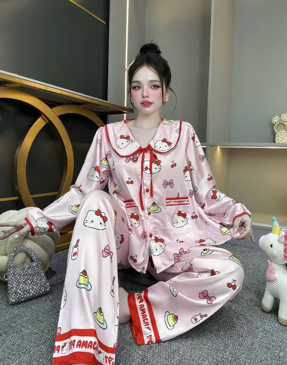 Đồ bộ tay dài lụa latin