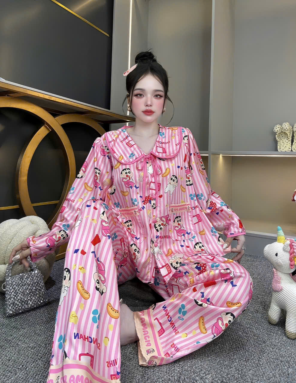 Đồ bộ tay dài lụa latin
