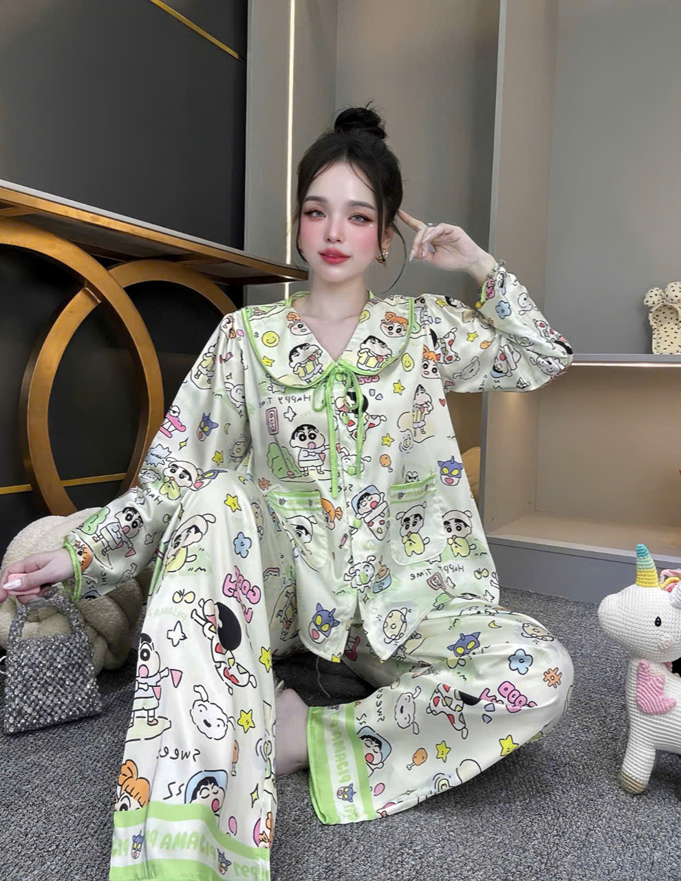 Đồ bộ tay dài lụa latin