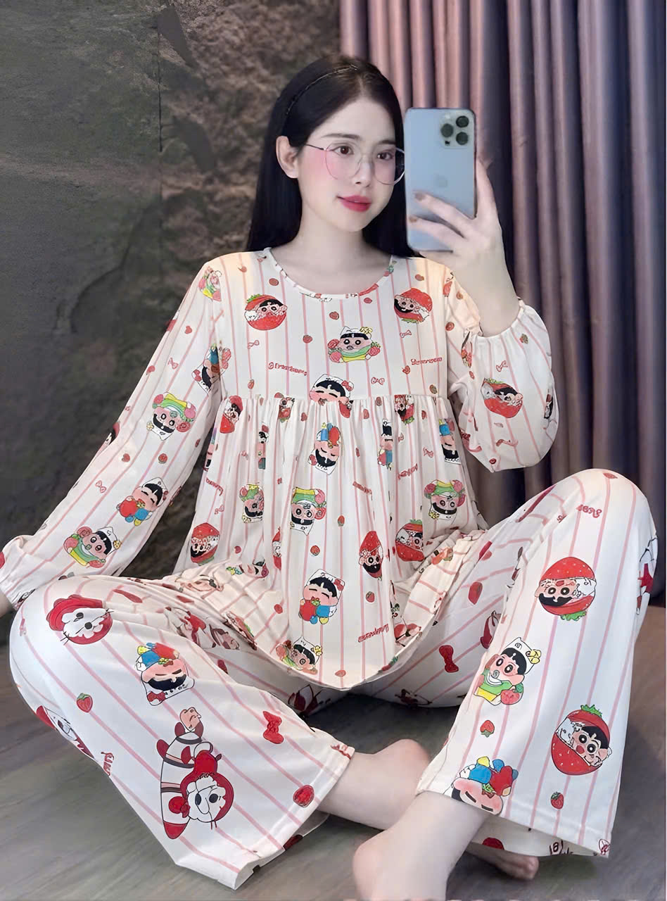 Đồ bộ tay dài tole lạnh size dưới 60kg