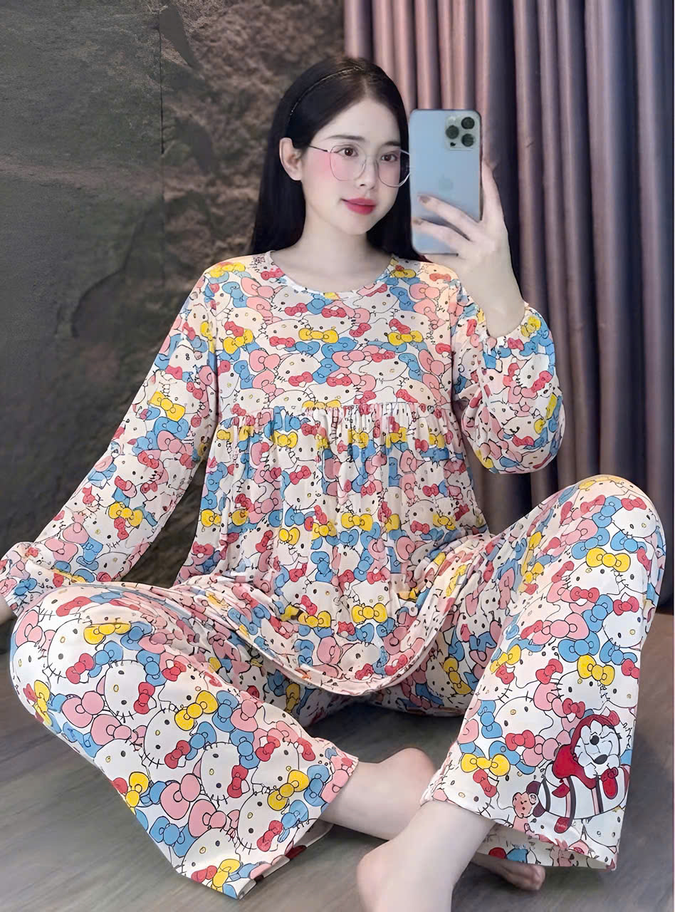 Đồ bộ tay dài tole lạnh size dưới 60kg