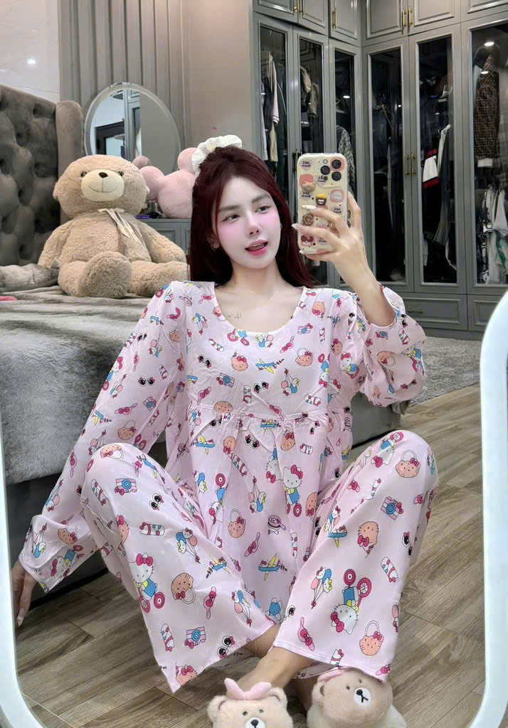 Đồ bộ tay dài tole lạnh size dưới 60kg