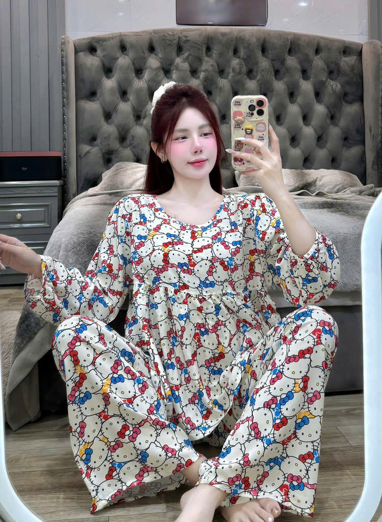 Đồ bộ tay dài tole lạnh size dưới 60kg